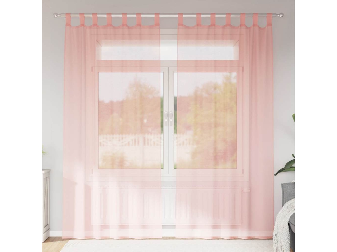 Vidaxl Cortinas De Voile Com Laços 2 Pcs Rosa 140x245 Cm