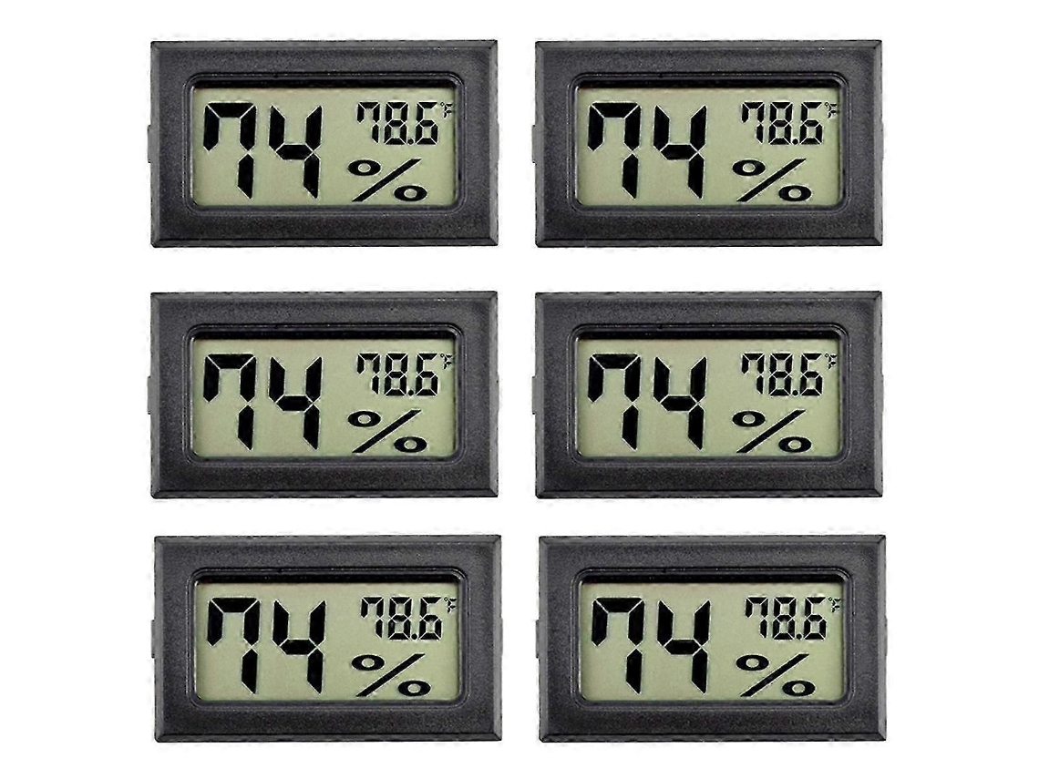 Kit Com 6 Mini Higrômetros Para Ambientes Internos - Medidor De Umidade Higrômetro Digital Com Termômetros E Ponteiras Para Gre