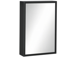 Armário de espelhos, 3 prateleiras, aço inox, 40x12x60cm, Preto | S/MARCA