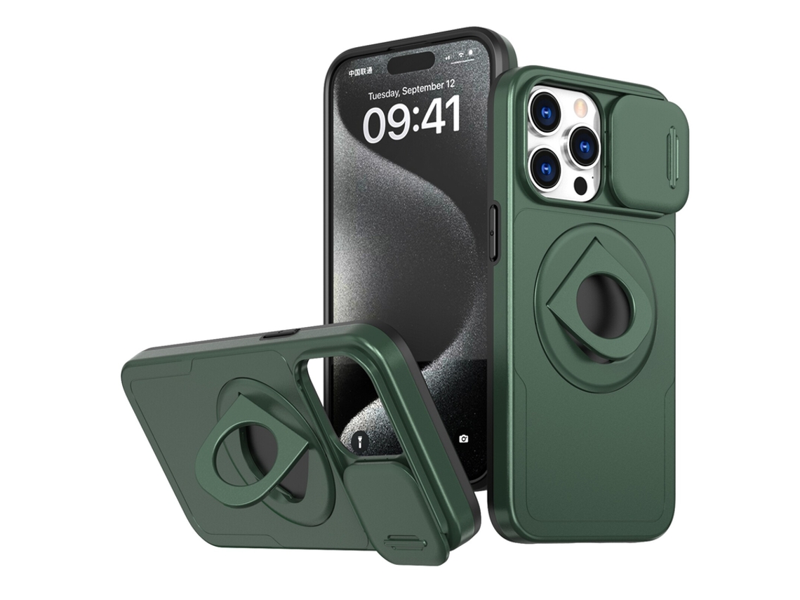 Capa Para Iphone 16 Pro Max Suporte Magnético Verde Czhhmart