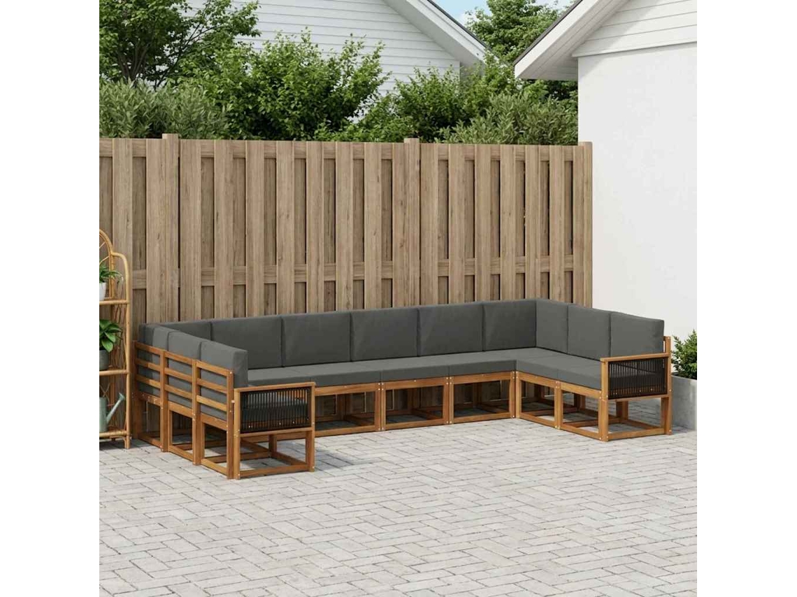 Vidaxl Conjunto De Sofás Para Exterior 10 Pcs Natural E Antracite