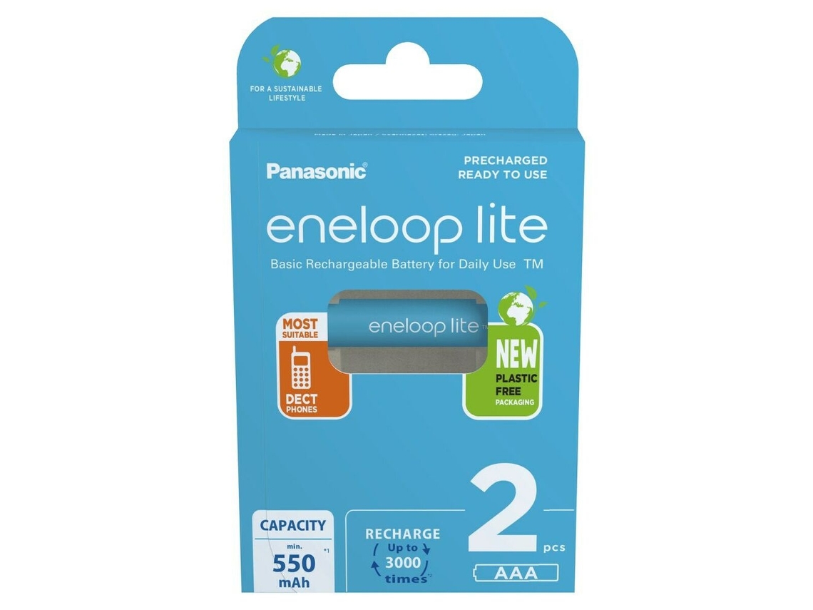 Pilhas Recarregáveis PANASONIC Bk 4lcce/2cp (2 Unidades)