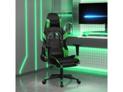 Vidaxl Cadeira Gaming Massagens C/ Apoio Pés Couro Artif. Preto/verde