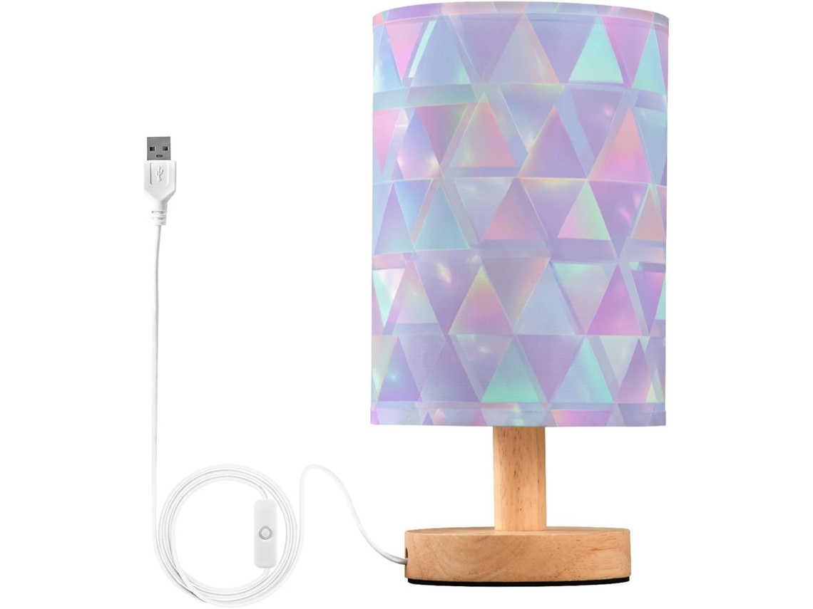 Abajur infantil indiano triangular holográfico, ideal para cabeceira de cama ou para sala de estar/sala de aula. Abajur infantil exclusivo.
