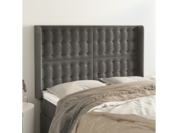 Vidaxl Cabeceira Cama C/ Abas Veludo 147x16x118/128 Cm Cinzento-escuro
