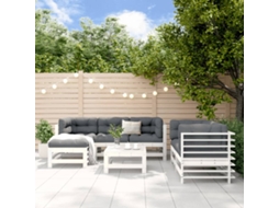 Vidaxl 7 Pcs Conjunto Lounge De Jardim Pinho Maciço Branco