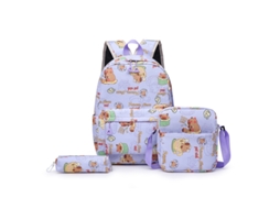 Mochila Multifuncional Para Estudantes De Três Peças, Conjunto Roxo De Três Peças