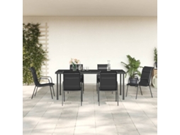 7 Pcs Conjunto De Jantar Para Jardim Aço E Textilene Preto Dkd Home Decor