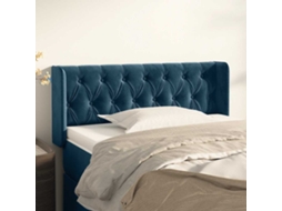 Vidaxl Cabeceira De Cama C/ Abas Veludo 93x16x78/88 Cm Azul-escuro
