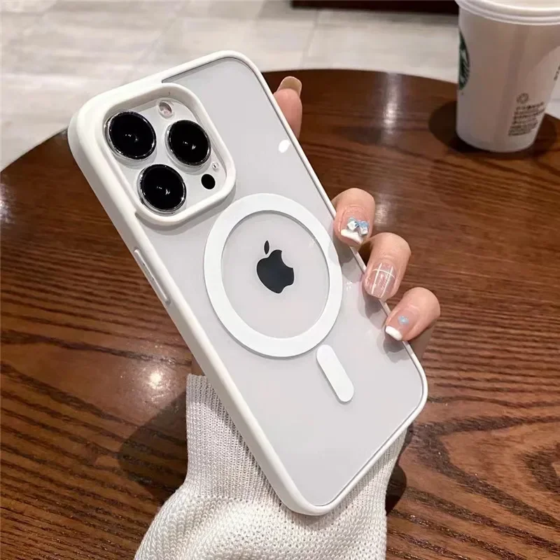 Capa Magsafe Com Carregamento Sem Fio Magnético Para Iphone (iphone 16e, Branca), Acrílico Rígido