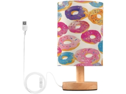 Abajur De Cabeceira Colorido Em Formato Donut Para Quarto, Com Portas De Carregamento Usb C, Luminária De Mesa Cabeceira