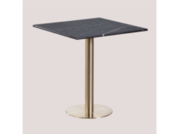 Sklum Mesa De Bar Quadrada Em Mármore Cosmopolitan Mármore     Ouro Champagne      70 Cm              Mármore Nero Marquina