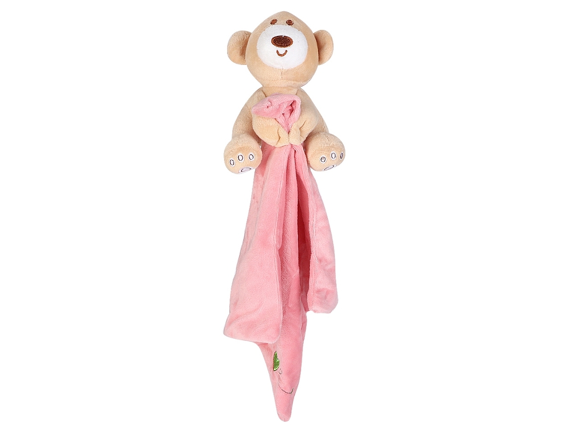 Toalha Acalmante Urso Fofo Pelúcia Bebê Brinquedo De Conforto Rosa