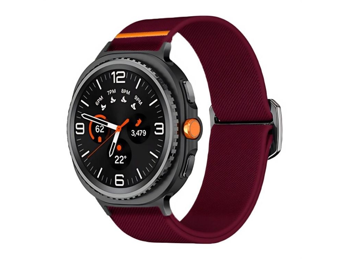 Bracelete para Samsung Galaxy Watch 8/8 Classic Nylon Elástico com Fecho de Paraquedas Ajustável Vinho Tinto XIAOMOYU