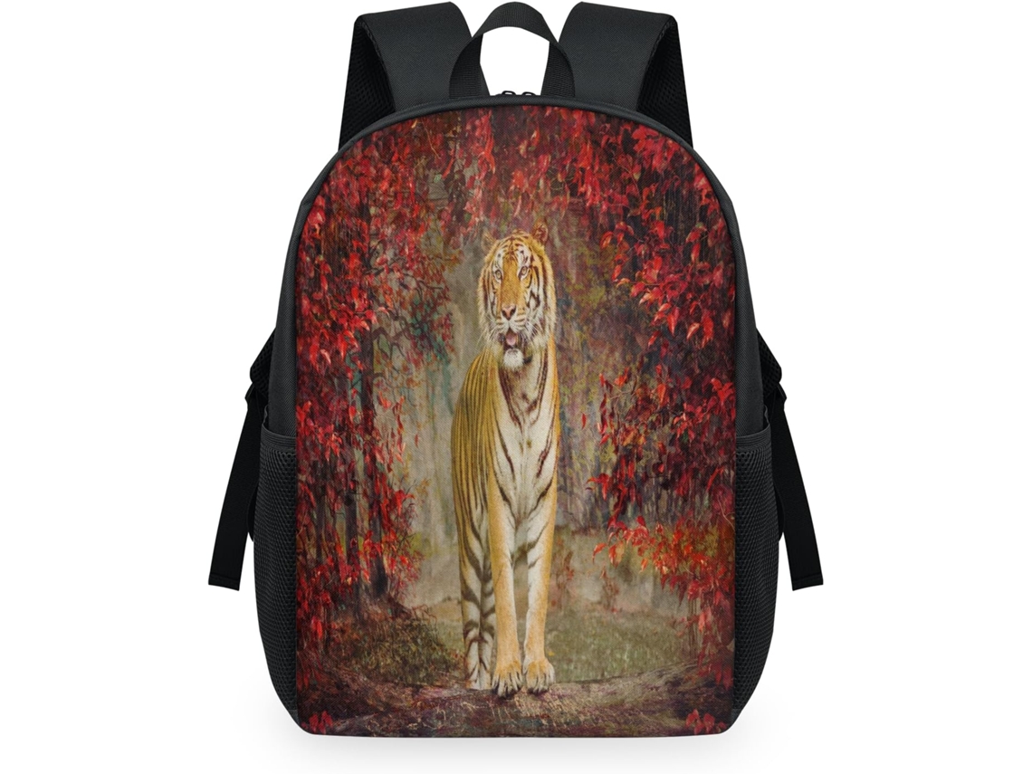 Mochila Tropicallife com Estampa de Tigre na Floresta Outonal para Crianças 32 5 X 15 X 44 9 Cm Tecido de Malh S/MARCA