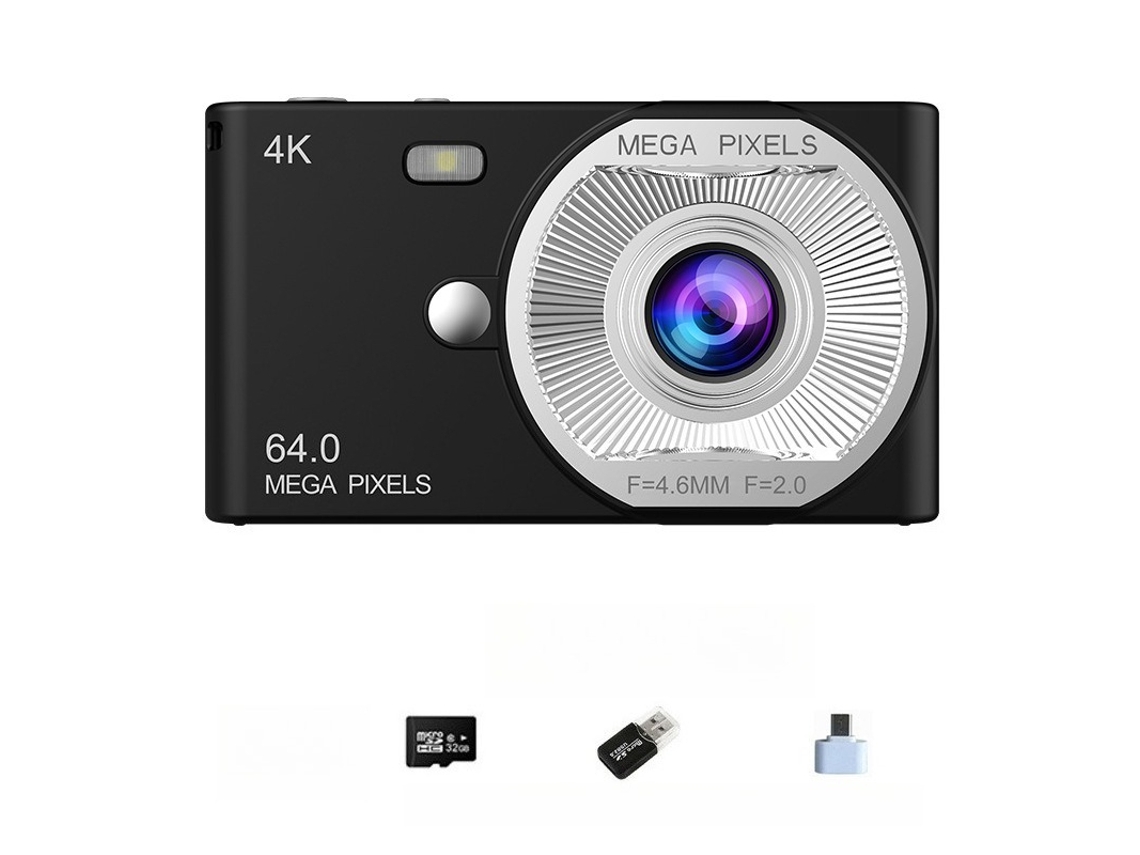 Câmara Digital Zoom De 16x, Tela Hd De 2,4 Polegadas Com Luz De Preenchimento (preto - Cartão De 32 Gb) Cuich