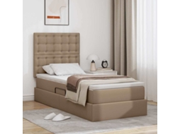Vidaxl Cama Com Armazenamento Cappuccino 90 X 200 Cm Couro Sintético