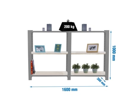 Officlick 3/300 Madeira 1600 Cinza/osb Estante Metálica