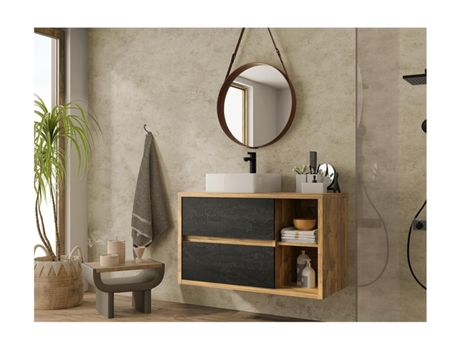 Móvel de Casa de Banho SHOWER DESIGN Individual Tikitiki (60 x 100 x 45.5 cm - Castanho claro)