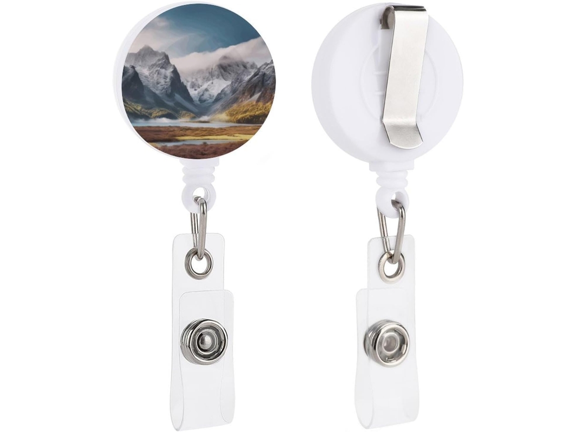 Porta Crachá Com Chaveiro E Clipe, Porta Crachá Retrátil Viagens, Paisagem Montanhosa, Porta Crachá Divertido E
