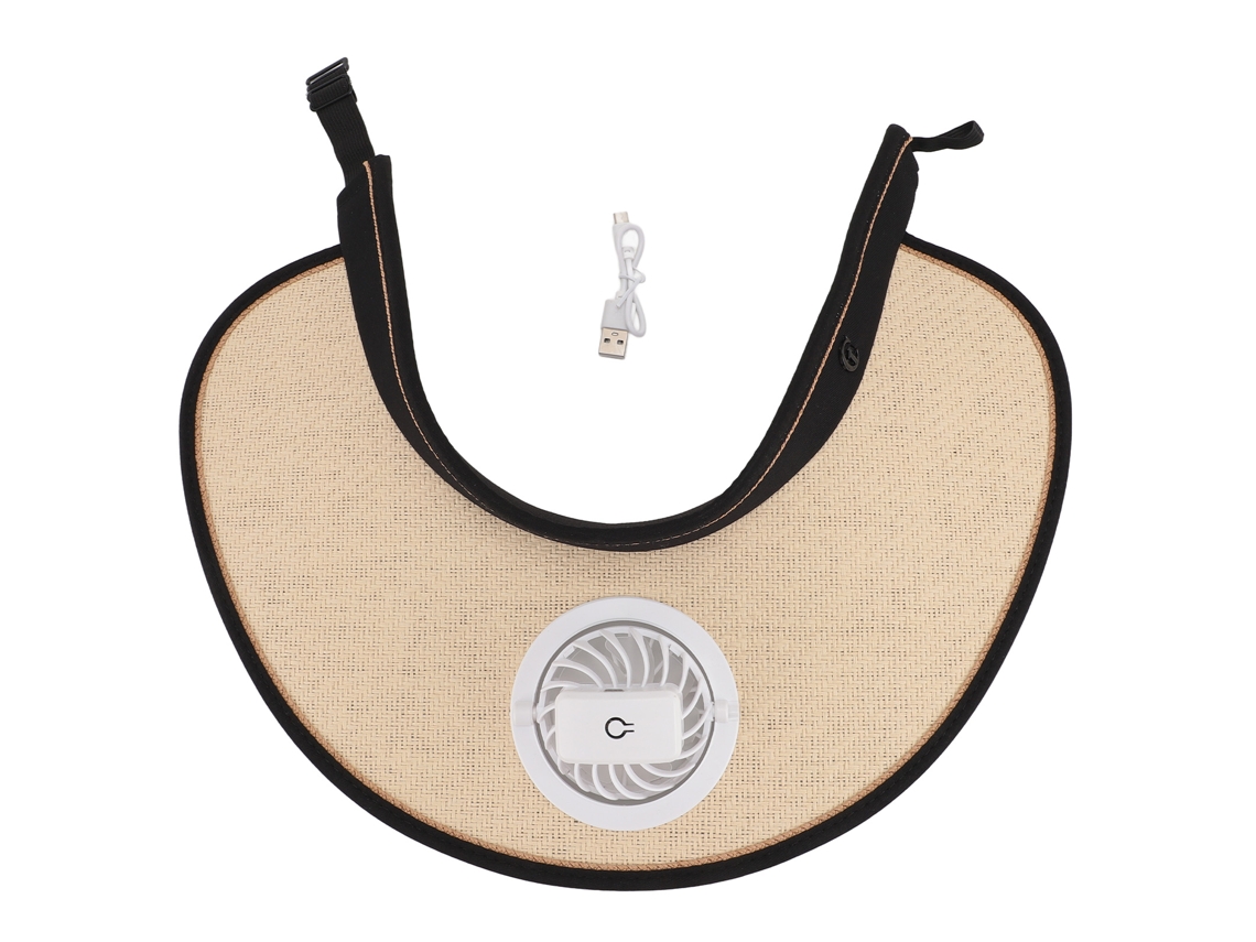 Aetheria chapéu de Sol com Ventilador Usb Recarregável Borda Extra Larga Ajustável Bege