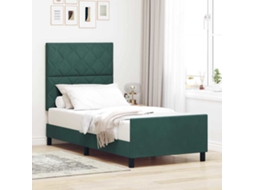 Vidaxl Cama Box Com Cabeceira Verde Escuro 90 X 190 Cm Veludo
