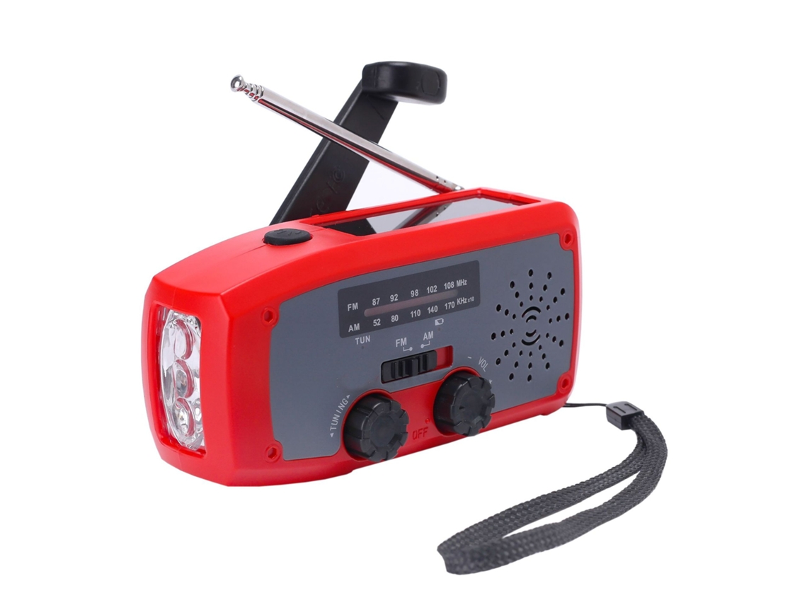Rádio de corda AQUAFORGE solar com receptor multibanda, lanterna led