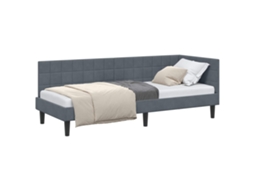Cama De Solteiro | Camas Para Quarto | Estrutura De Cama De Canto Cinza Escuro 80 Cm X 200 Cm Veludo