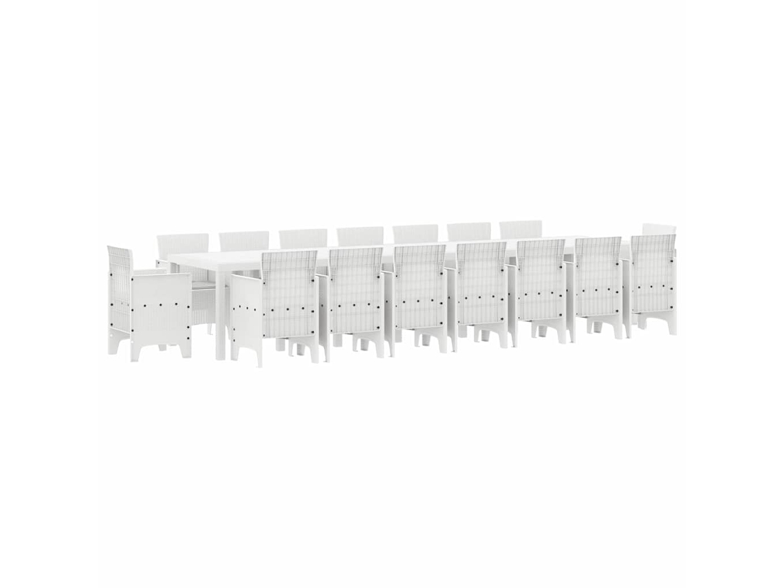 Conjunto 17 Móveis De Jardim Vidaxl Branco Polipropileno (400 X 100 X 73 Cm)
