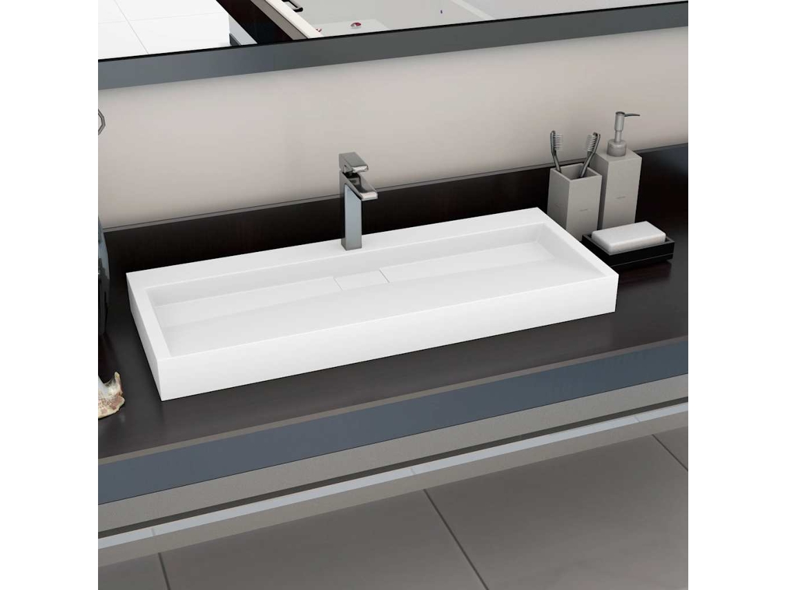 Vidaxl Lavatório 120x46x11 Cm Mineral/mármore Fundido Branco