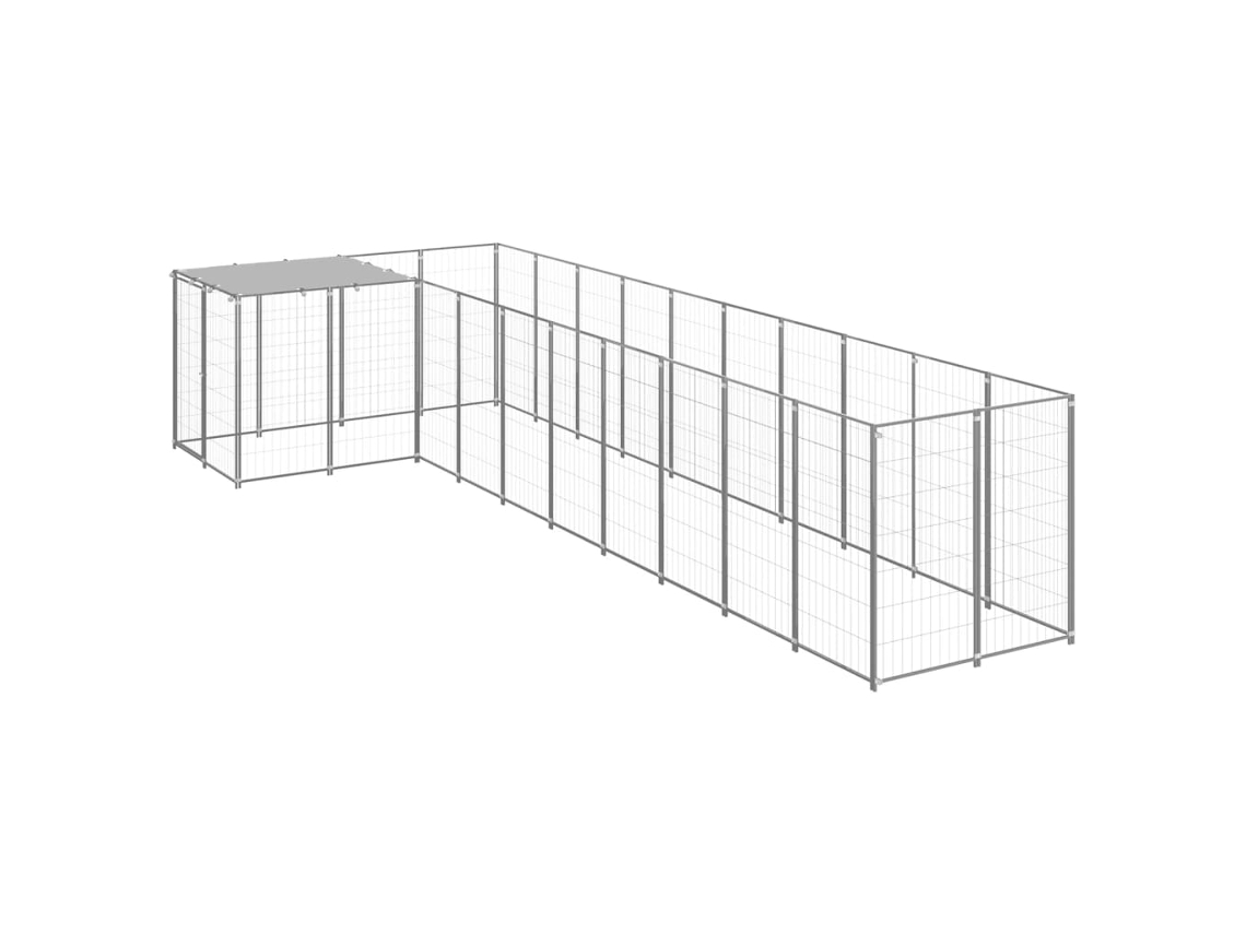 Vidaxl Canil 7,26 M² Aço Prateado