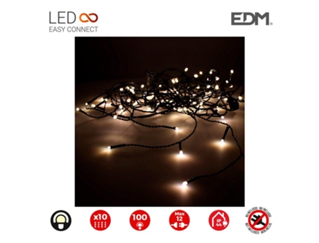 CORTINA EASY-CONNECT BRANCO QUENTE 10 TIRAS 100 LEDS IP44 30V TOTAL 1,8W 2X1MTS 