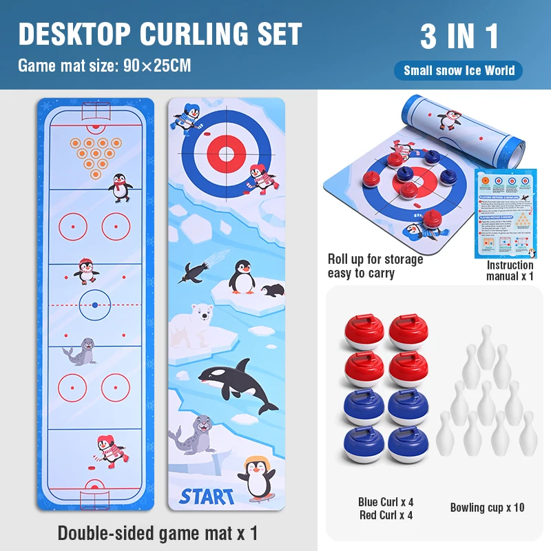 Jogo de Curling Interativo de Mesa para Pais e Filhos, Ideal para Uso Interno e como Presente para Crianças. MDUG