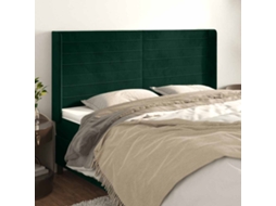 Vidaxl Cabeceira Cama C/ Abas Veludo 183x16x118/128 Cm Verde-escuro