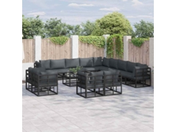 Vidaxl Conjunto De Sofá De Jardim Com Almofada 13 Pcs Preto Alumínio