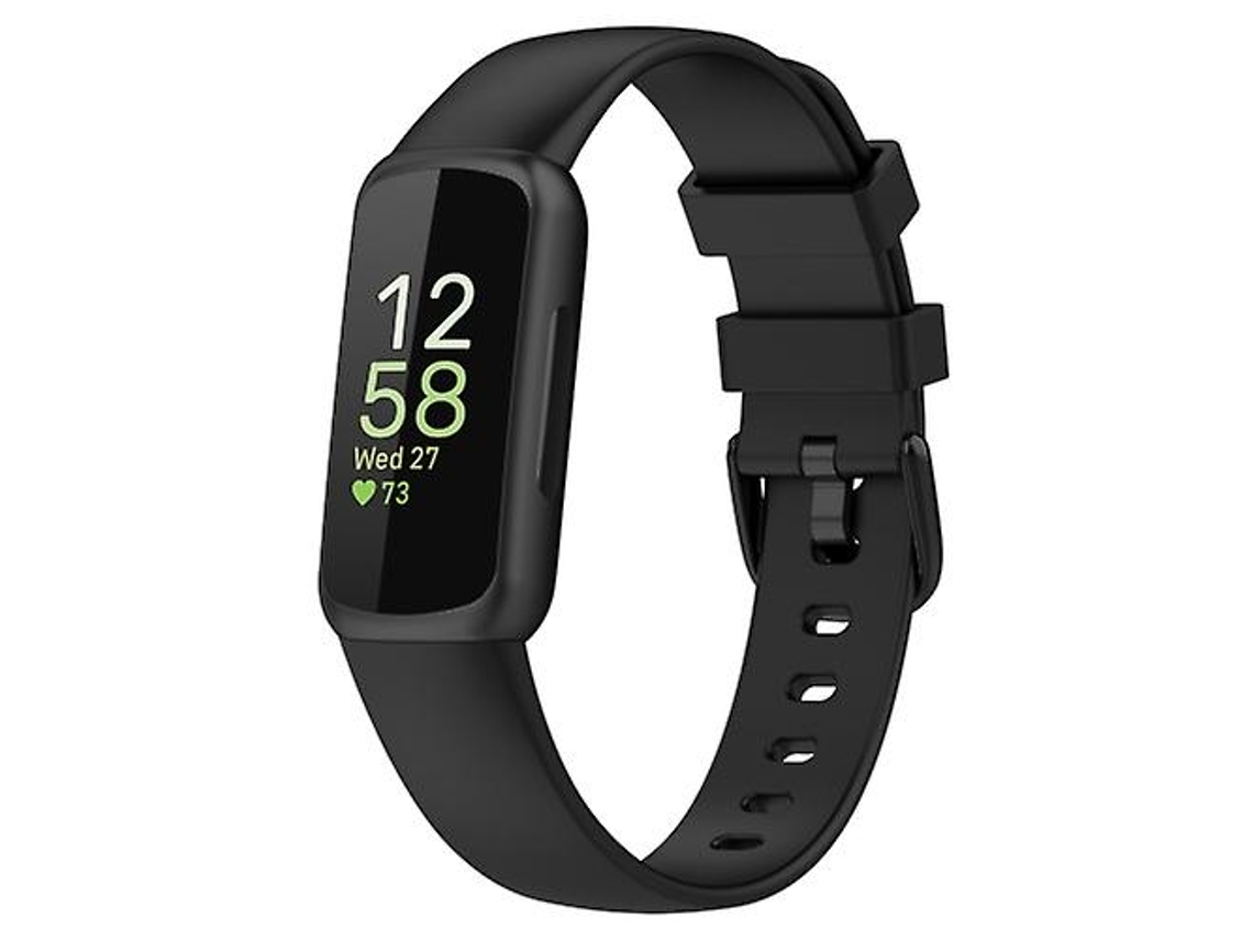 Bracelete de Smartwatch para Fitbit Inspire 3 Faixa de Relógio de Silicone de Cor Sólida Preta VENISYMLIS
