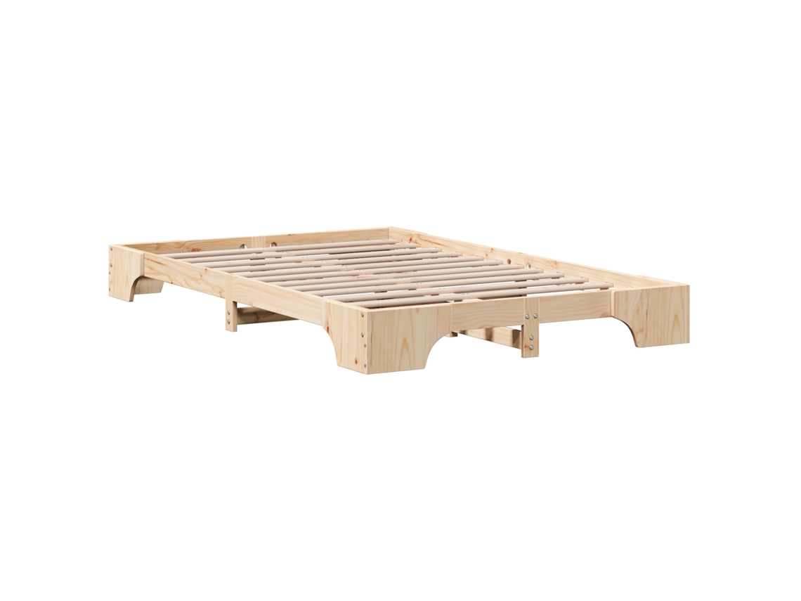 Conjunto 1 Estrutura Da Cama Vidaxl Castanho Madeira De Pinho Maciça (140 X 190 Cm)