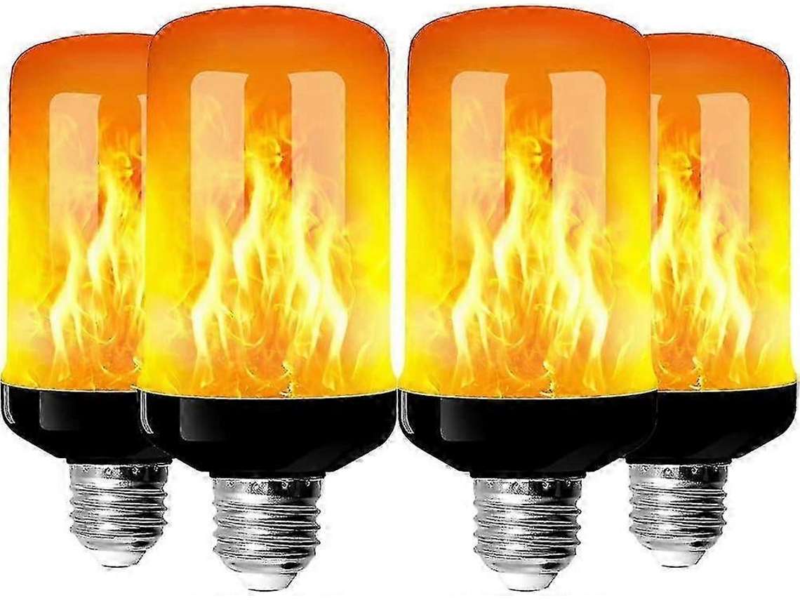 Bq Kit com 4 Lâmpadas Led de Efeito Chama, Base E27, 4w, 4 Modos de Iluminação, para Decoração de Ambientes Internos, Casa, Jardim e Festas BRILVIBERA