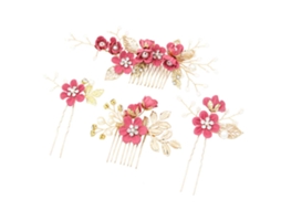 Conjunto De 4pcs Pente De Cabelo Para Casamento, Acessório Floral Com Pedras, Presilhas Para Cabelo Noiva, Acessórios Para Vestido De Noiva (azul)