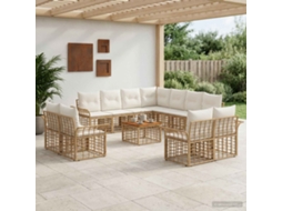 Vidaxl Conjunto De Sofás Para Exterior 12 Pcs Natural E Branco Creme