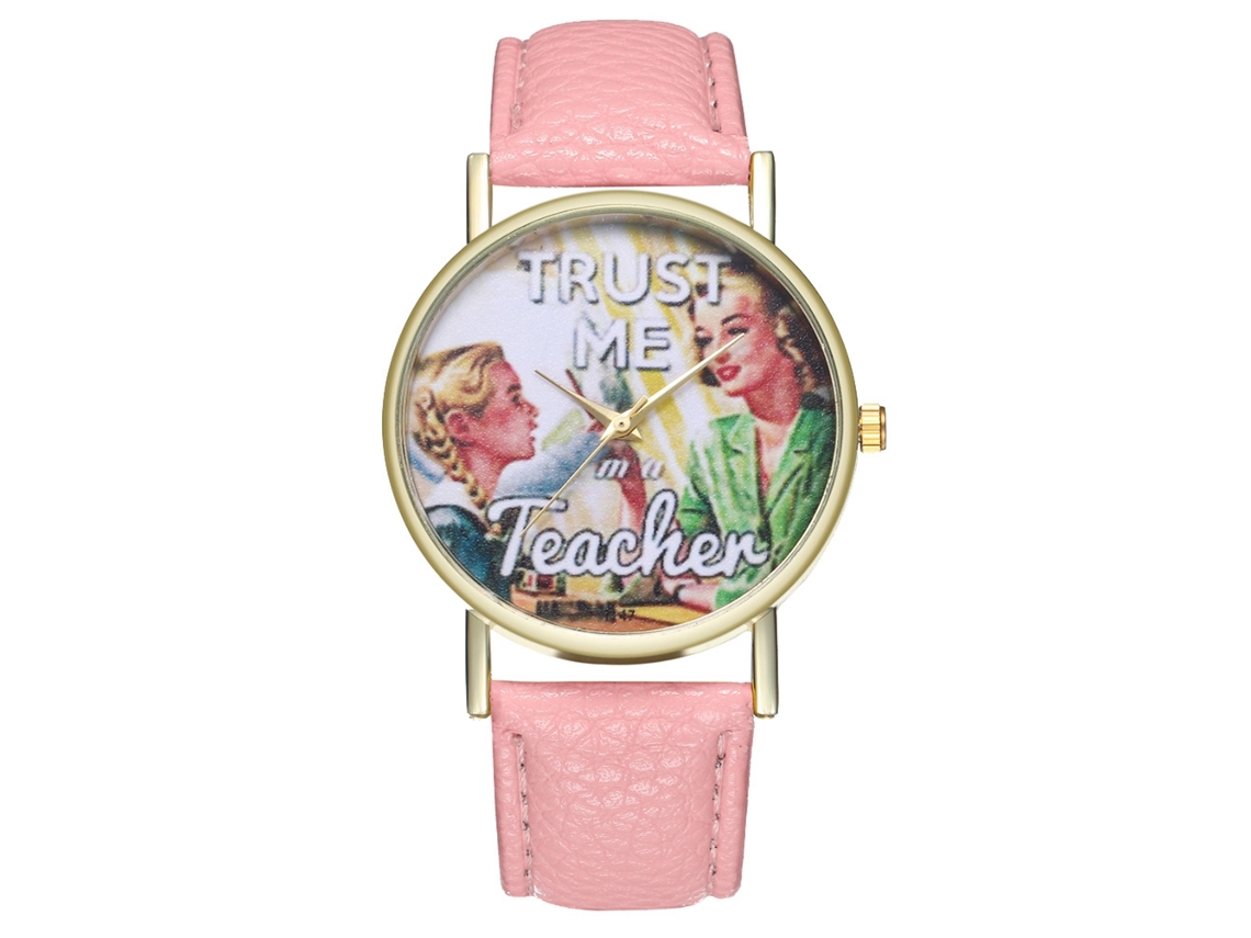 Reloj De Pulsera Analógico De Cuarzo Con Correa Pu Para Mujer Regalo Romántico (rosa)