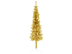 Vidaxl Meia Árvore De Natal Fina Com Suporte 150 Cm Dourado