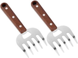 Zerodeko Conjunto De 2-desfiadores Carne Em Aço Inoxidável Com Cabos Madeira Para Churrasco, Frango E Carnes Assadas