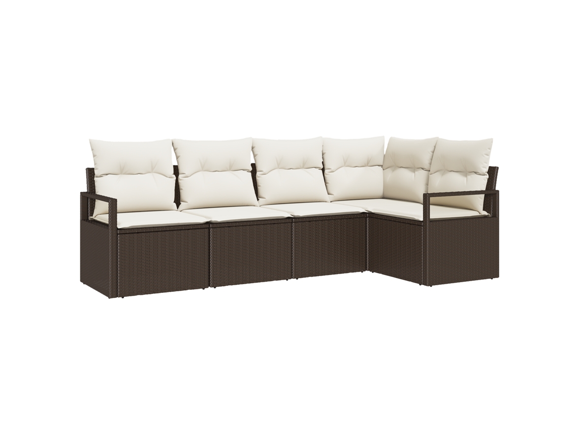Conjunto 5 Sofá Exterior Vidaxl Castanho Vime Pe (232 X 122 X 85 Cm)