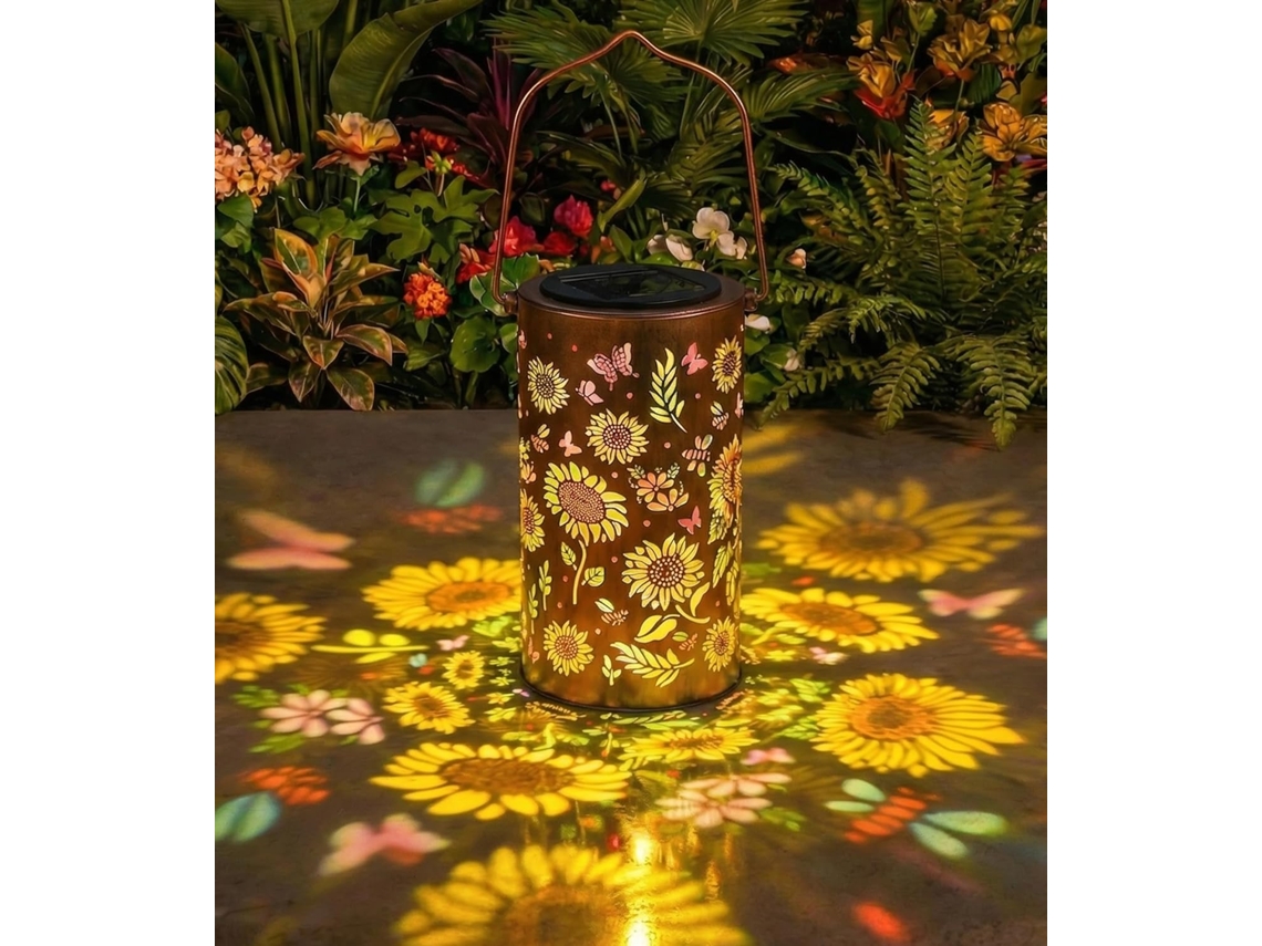 Lanterna Decorativa, Formato De Girassol, Em Metal, Resistente À Água, Para Mesa, Jardim, Festas, Eventos E Composição De Espaços