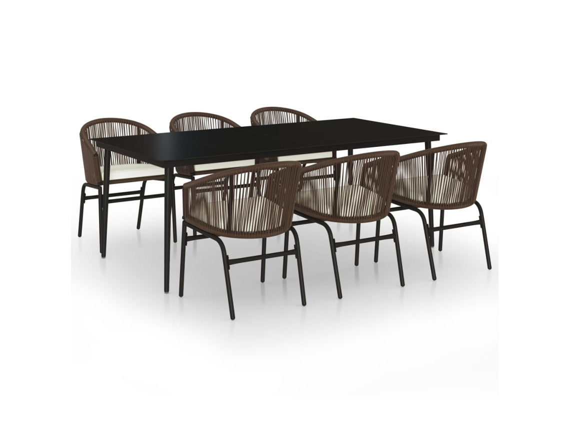 Garden Dining Set, Garden Dining Sets Vidaxl Marrom Pvc (mesa Com 200 Cm De Comprimento)