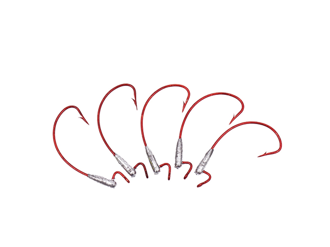 5pcs Anzol De Pesca De Aço Carbono Durável Com Isca Para Peixes Grande Acessório De Pesca (vermelho)