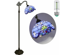 Luminária De Chão Tiffany Com Cúpula Vidro Colorido Em Formato Beija Flor 30cm, 48w, Braço Flexível Ajustável, 165cm De