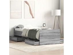 Vidaxl Estrutura De Cama C/ Painéis De Cabeceira E Pés Cinzento Sonoma