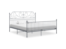 Estrutura De Cama Metal 200x200 Cm Cinzento